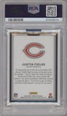 Justin Fields from the 2023 Panini Obsidian set graded by PSA and given an overall grade of 10.