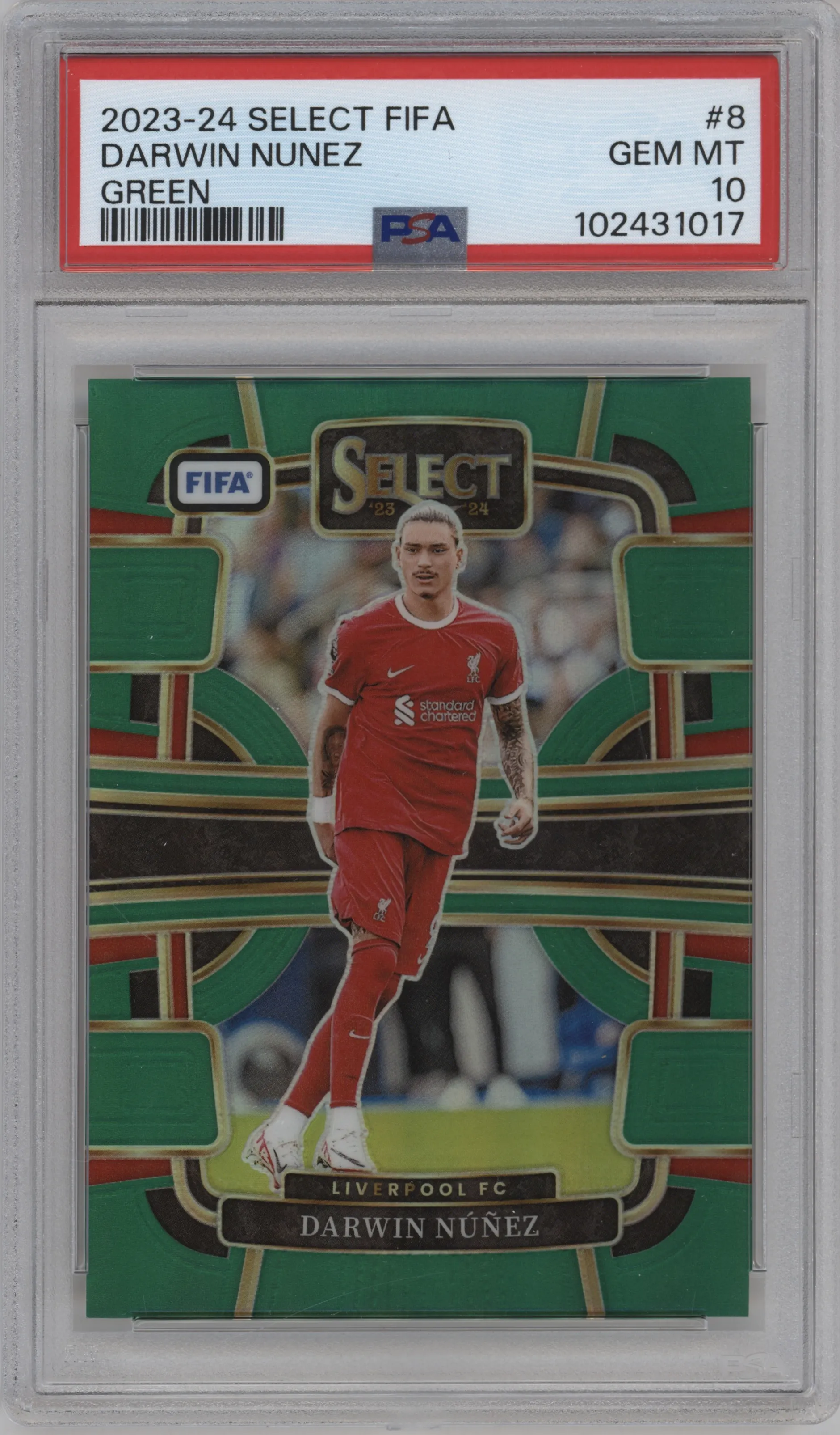 2023 Panini Select FIFA Terrace Darwin Nuñez Green #8 PSA 10