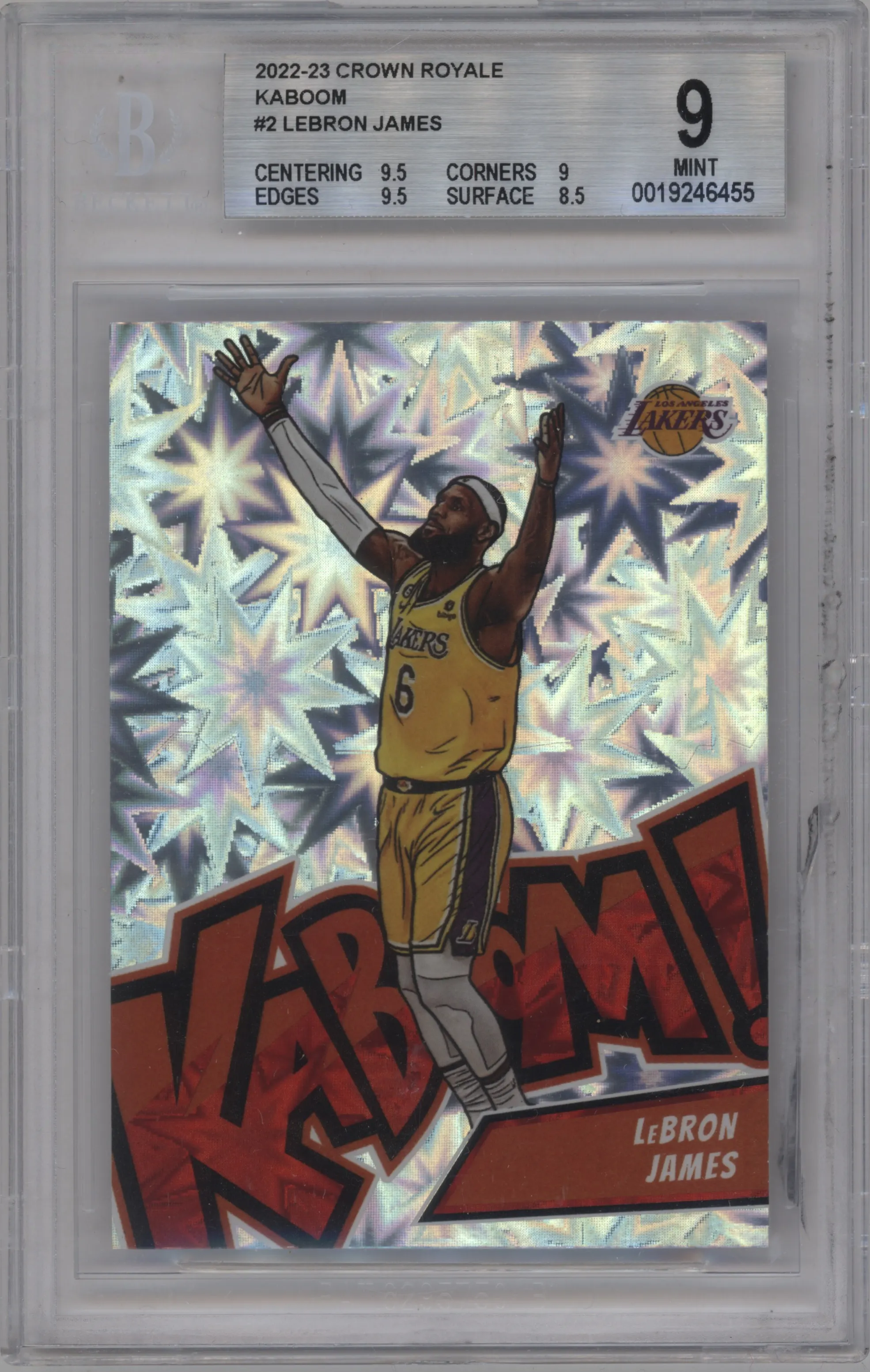 2022 Panini Crown Royale Kaboom! Lebron James #2 BGS 9