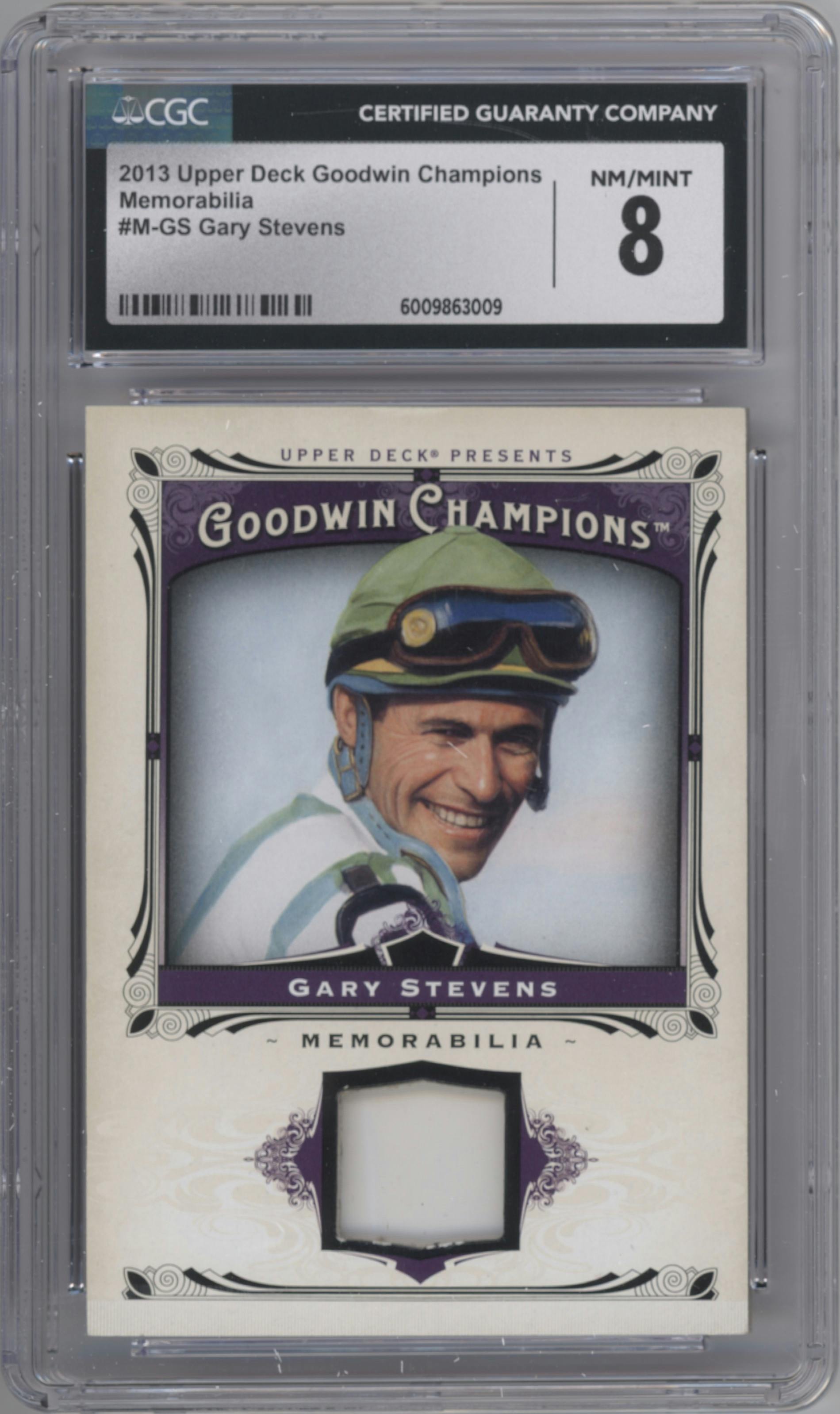 Gary Stevens from the 2013 Upper Deck Goodwin Champions set graded by CSG and given an overall grade of 8.