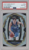 Luka Doncic from the 2018-19 Panini Select  set featuring a Silver Prizm parallel graded by PSA and given an overall grade of 10.