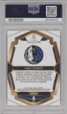 Luka Doncic from the 2018-19 Panini Select  set featuring a Silver Prizm parallel graded by PSA and given an overall grade of 10.