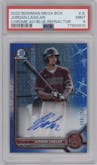 Jordan Lawlar from the 2022 Bowman Mega Box set featuring a Blue Refractor parallel graded by PSA and given an overall grade of 9.