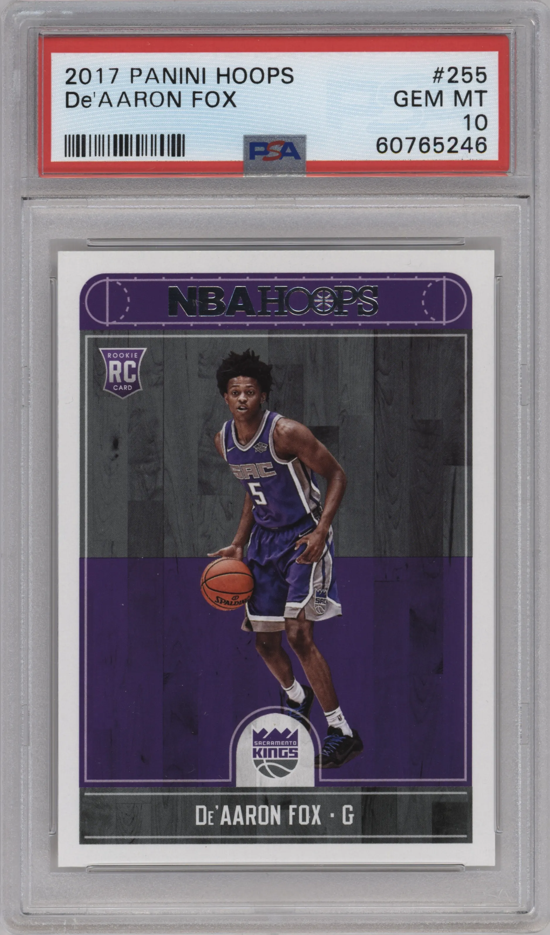 2017 Panini NBA Hoops De'Aaron Fox #255 PSA 10