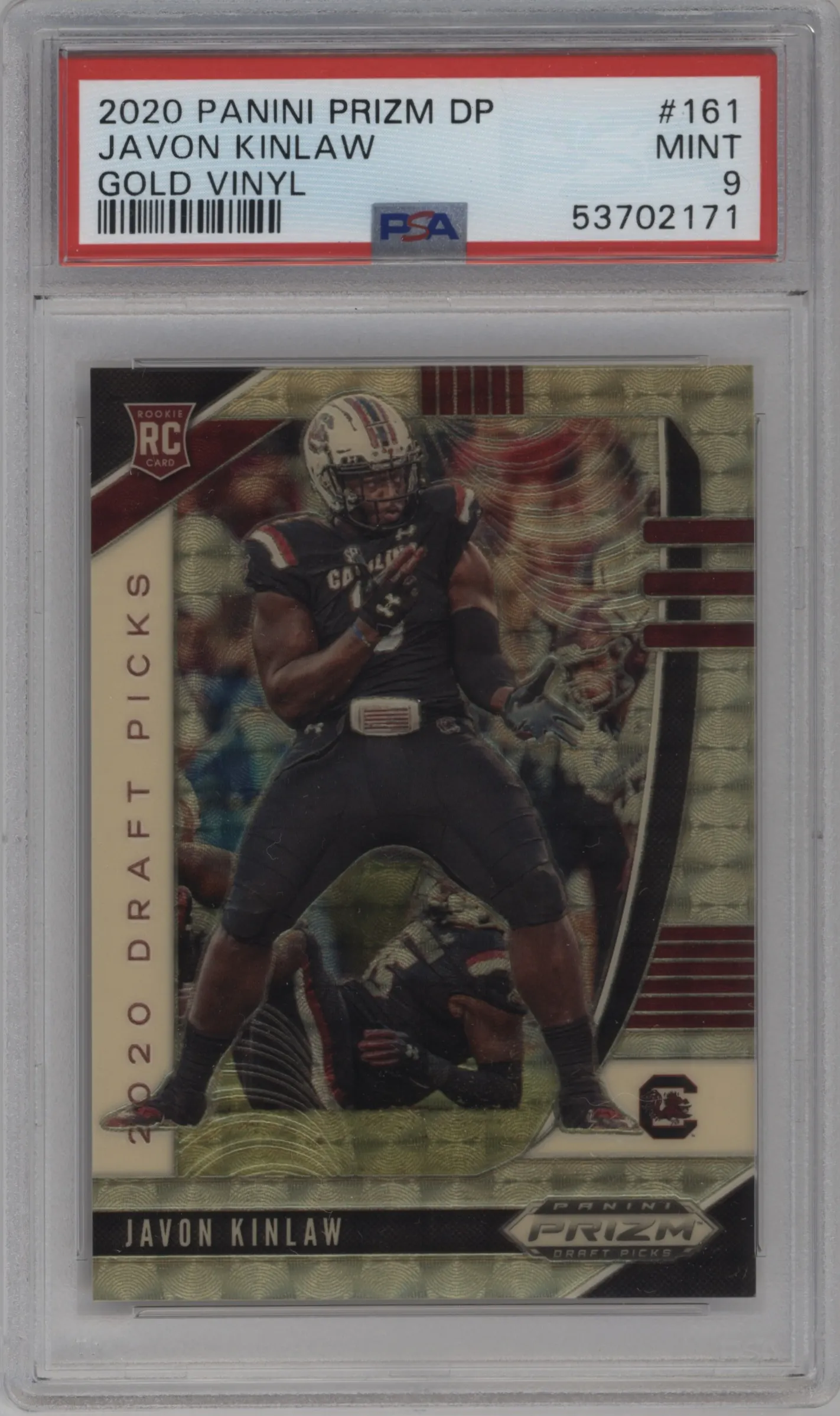 2020 Panini Prizm Draft Picks Javon Kinlaw Gold Vinyl PSA 9