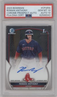 Roman Anthony from the 2023 Bowman  set graded by PSA and given an overall grade of 10.