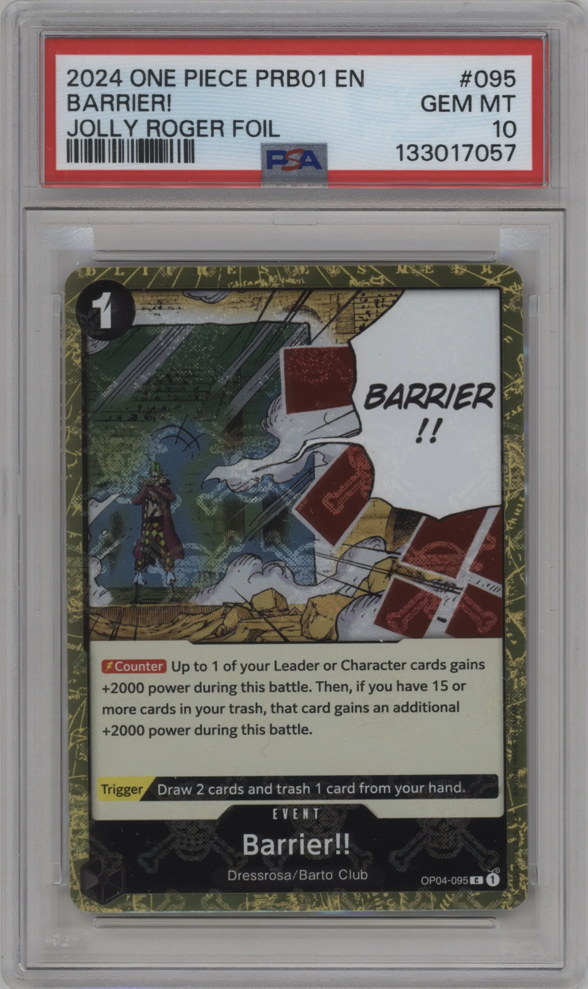 2024 One Piece Card The Best Barrier!! Jolly Roger Foil PSA 10
