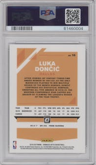 Luka Doncic from the 2019-20 Panini Donruss Optic set graded by PSA and given an overall grade of 10.