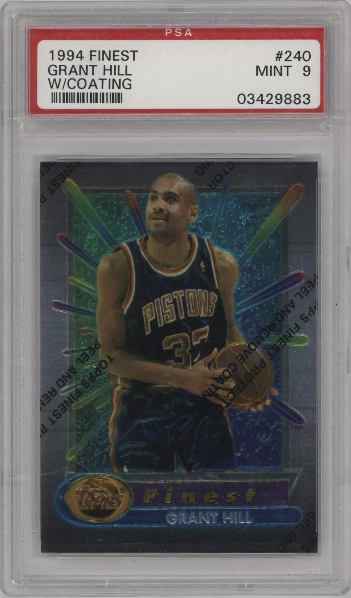 1994 Topps Finest Grant Hill W/ Coating #240 PSA 9