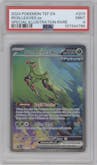 Iron Leaves ex from the 2024 Pokemon SV set graded by PSA and given an overall grade of 9.
