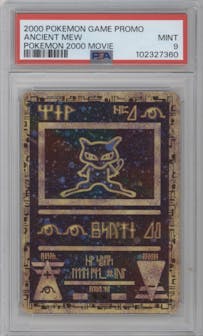 Ancient Mew from the 2000 Pokemon set graded by PSA and given an overall grade of 9.