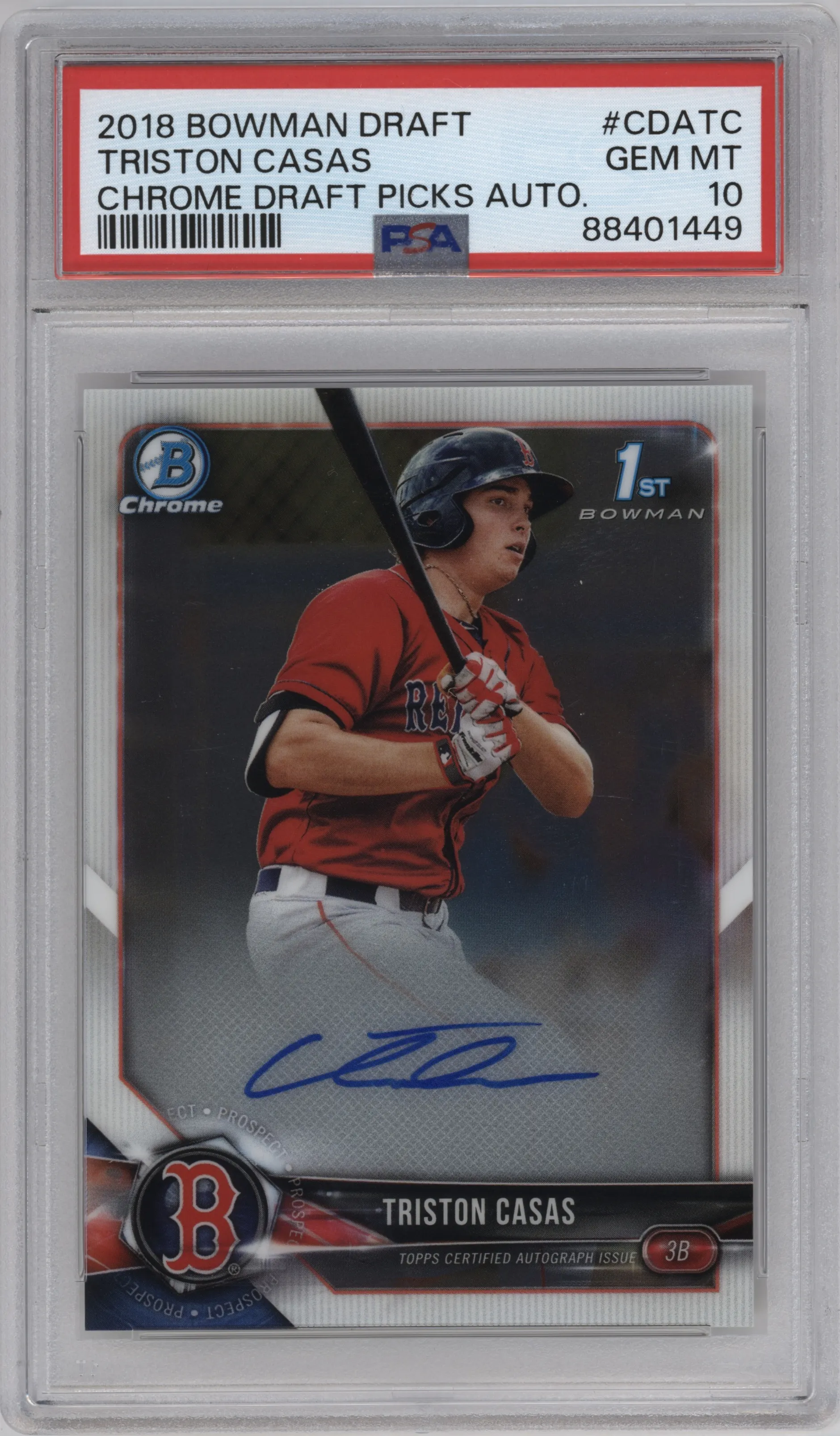 2018 Bowman Draft Chr.DP Auto Triston Casas PSA 10