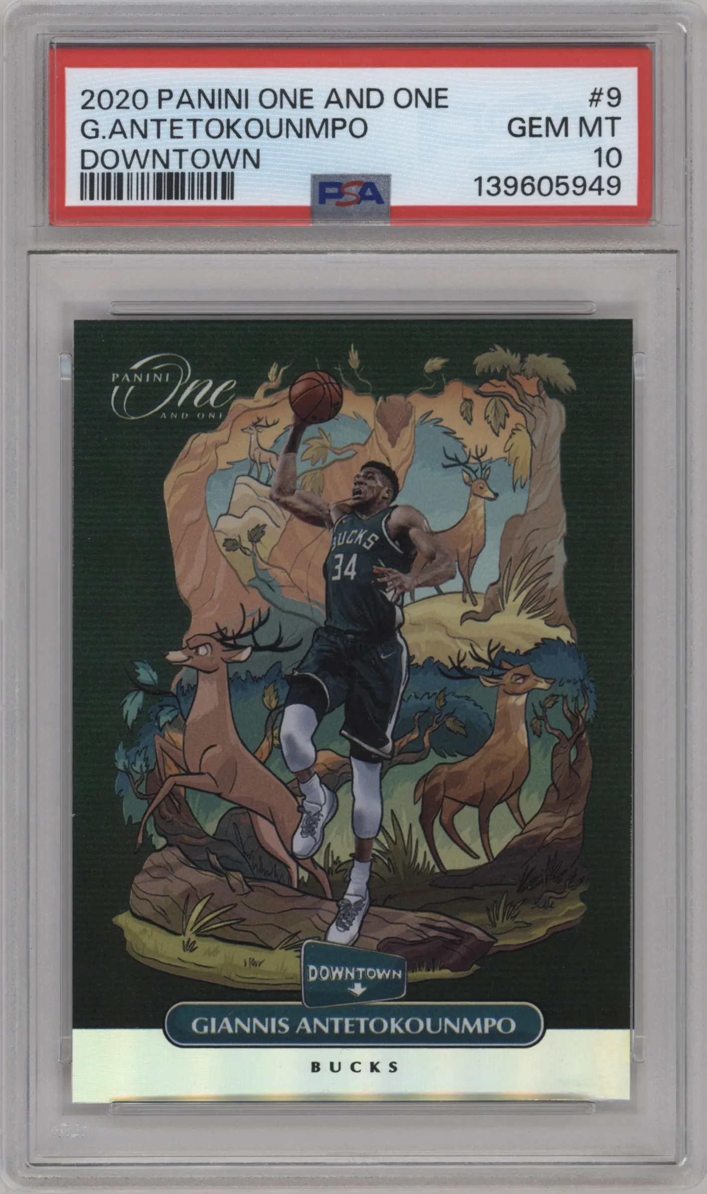 2020 Panini One and One Downtown Giannis Antetokounmpo PSA 10
