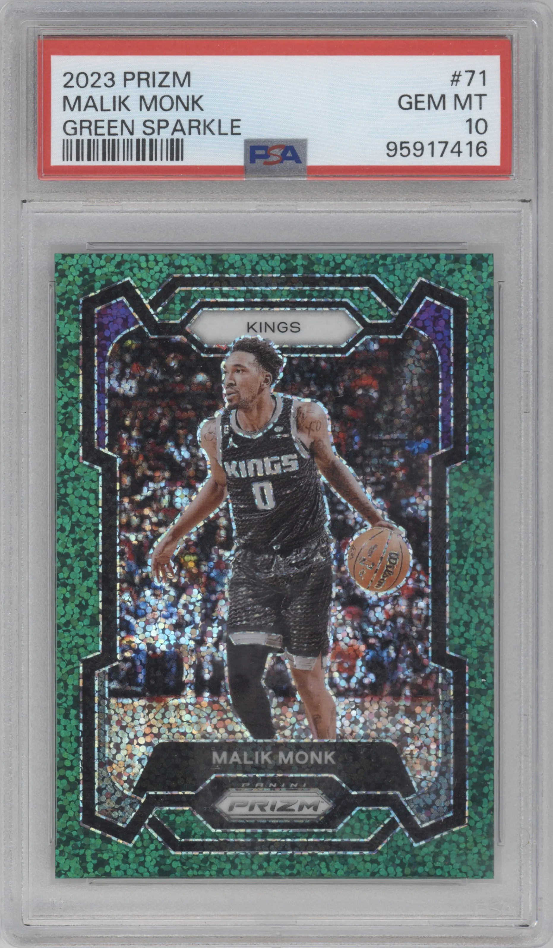 2023 Panini Prizm Malik Monk Green Sparkle PSA 10