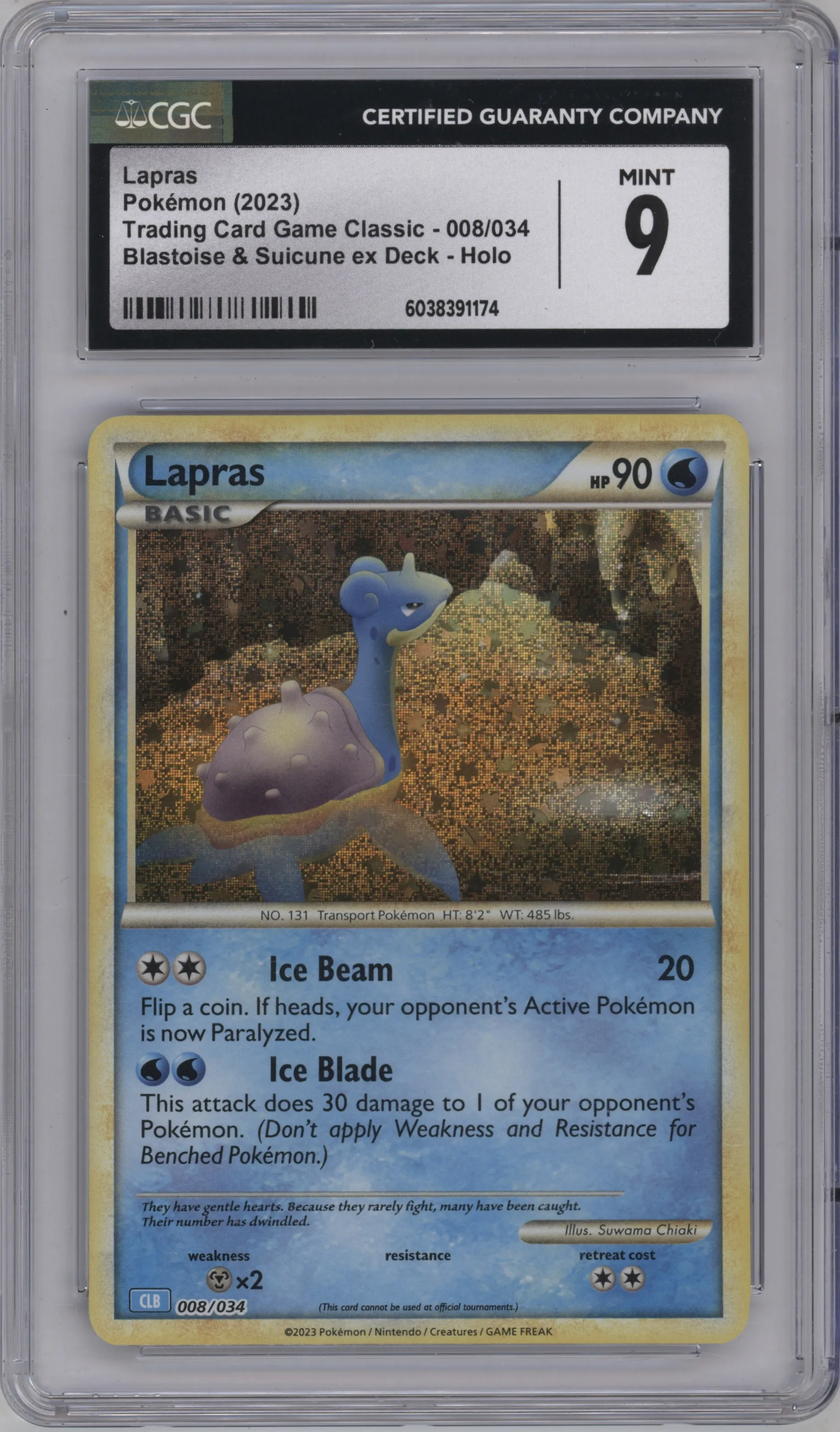 2023 Pokemon CLB Lapras #008 CGC 9
