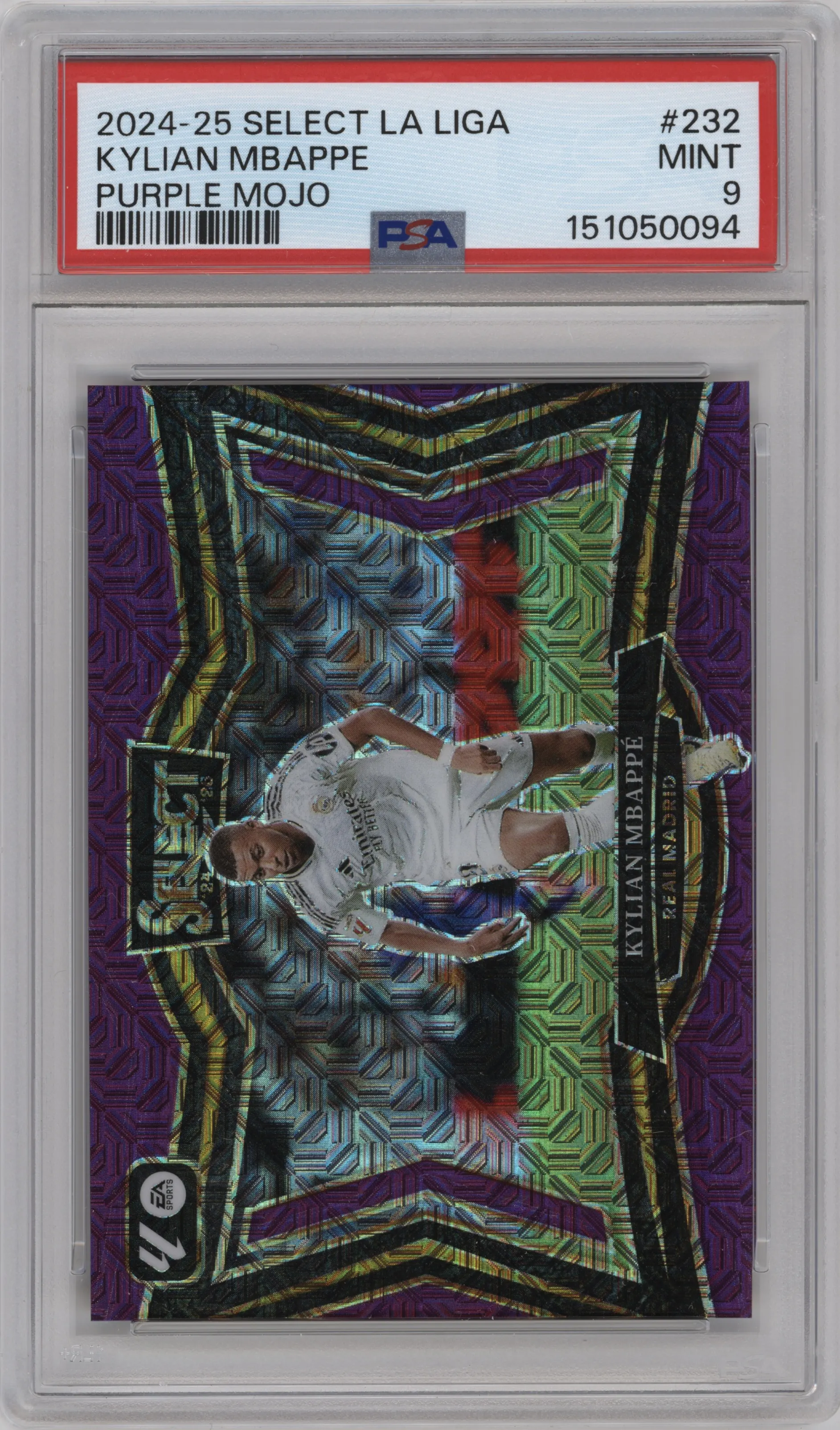 2024 Panini Select La Liga Field Lvl. Kylian Mbappe Purple Mojo #232 PSA 9