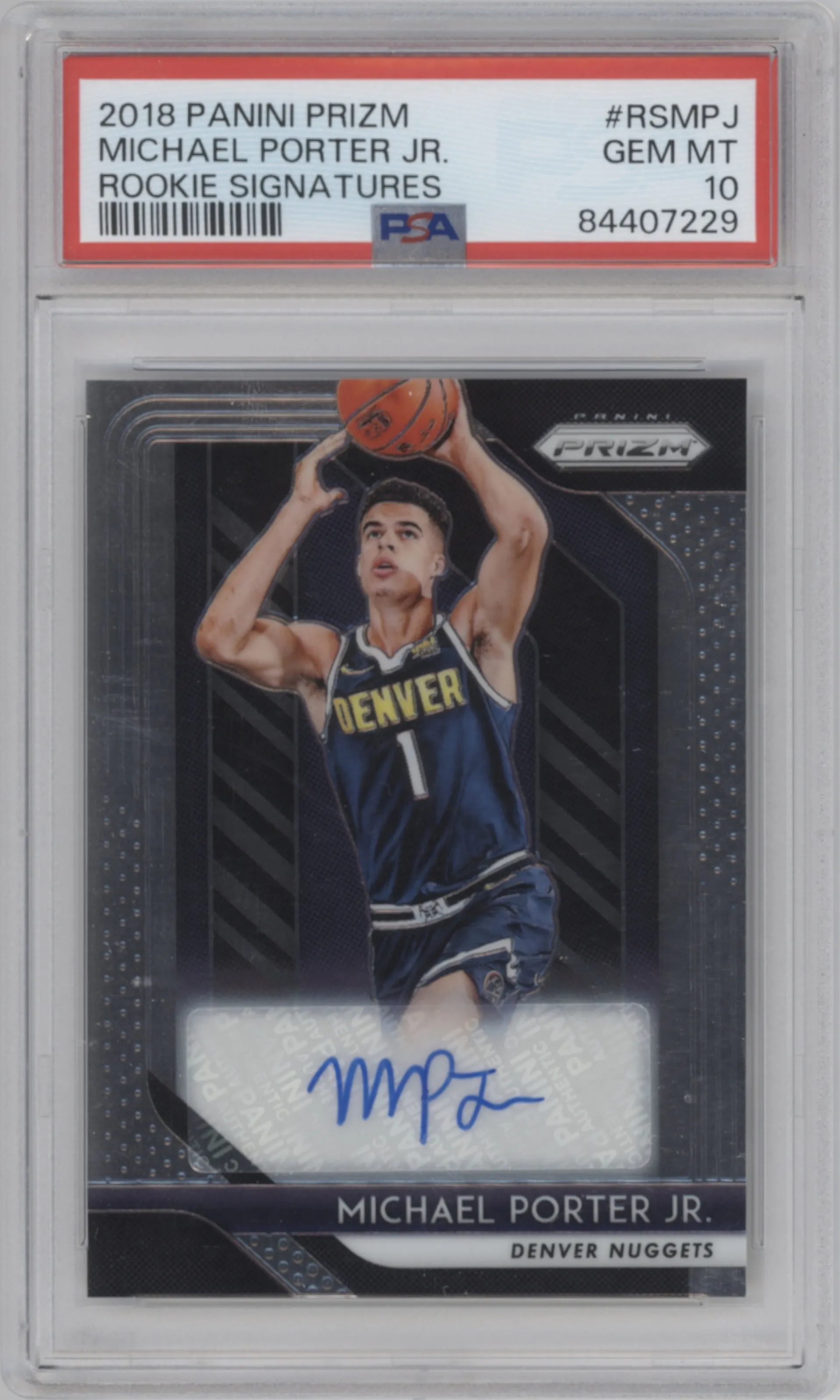 2018 Panini Prizm Rke.Sig. Michael Porter Jr. PSA 10