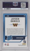 Jayden Daniels from the 2024 Donruss set graded by PSA and given an overall grade of 10.