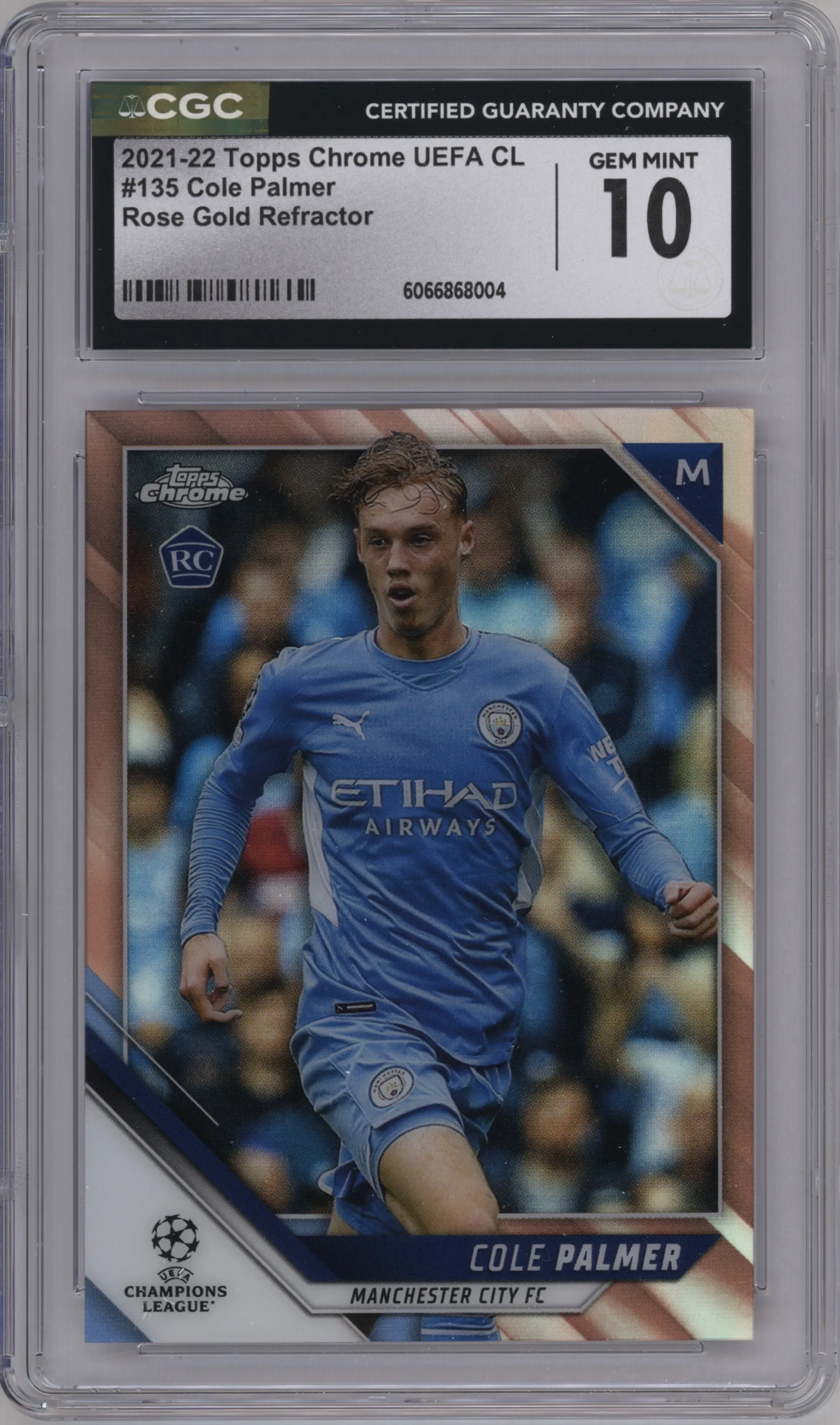 2021 Topps Chrome UEFA Champions League Cole Palmer Rose Gold Refractor #135 CGC 10