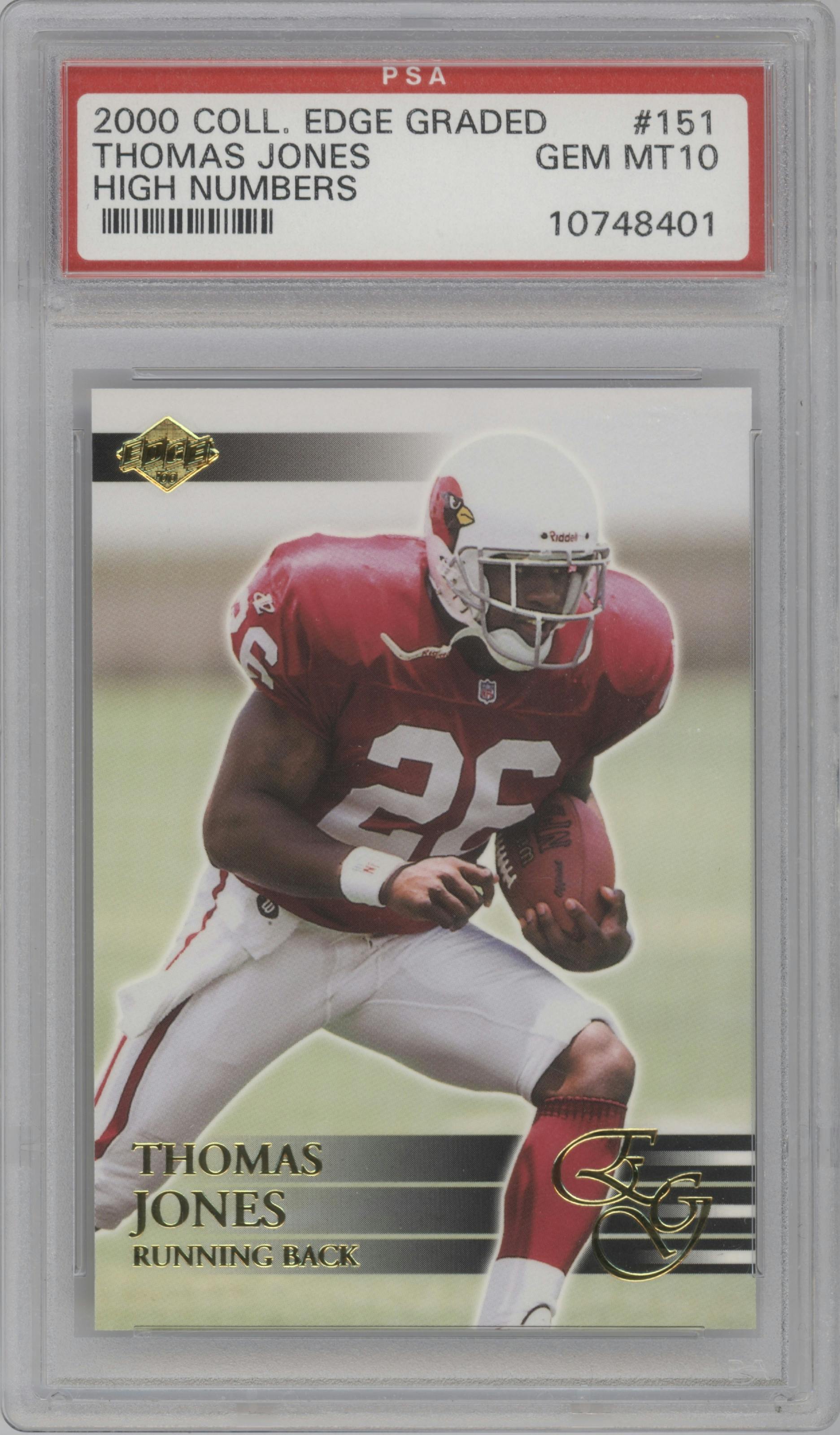 Thomas Jones from the 2000 Collector's Edge EG set graded by PSA and given an overall grade of 10.