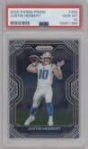 Justin Herbert from the 2020 Panini Prizm set graded by PSA and given an overall grade of 10.