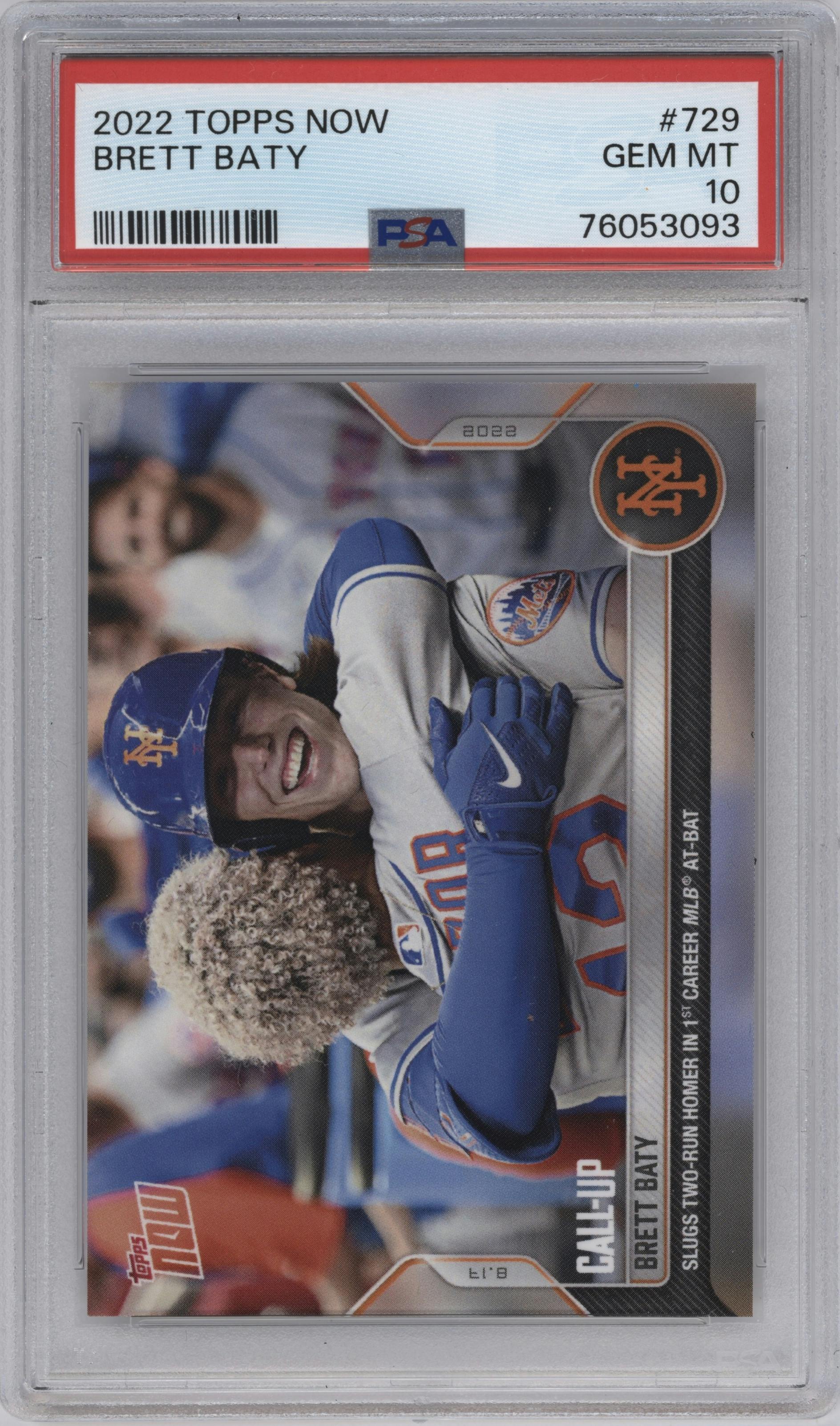 Bretty Baty from the 2022 Topps Now set graded by PSA and given an overall grade of 10.