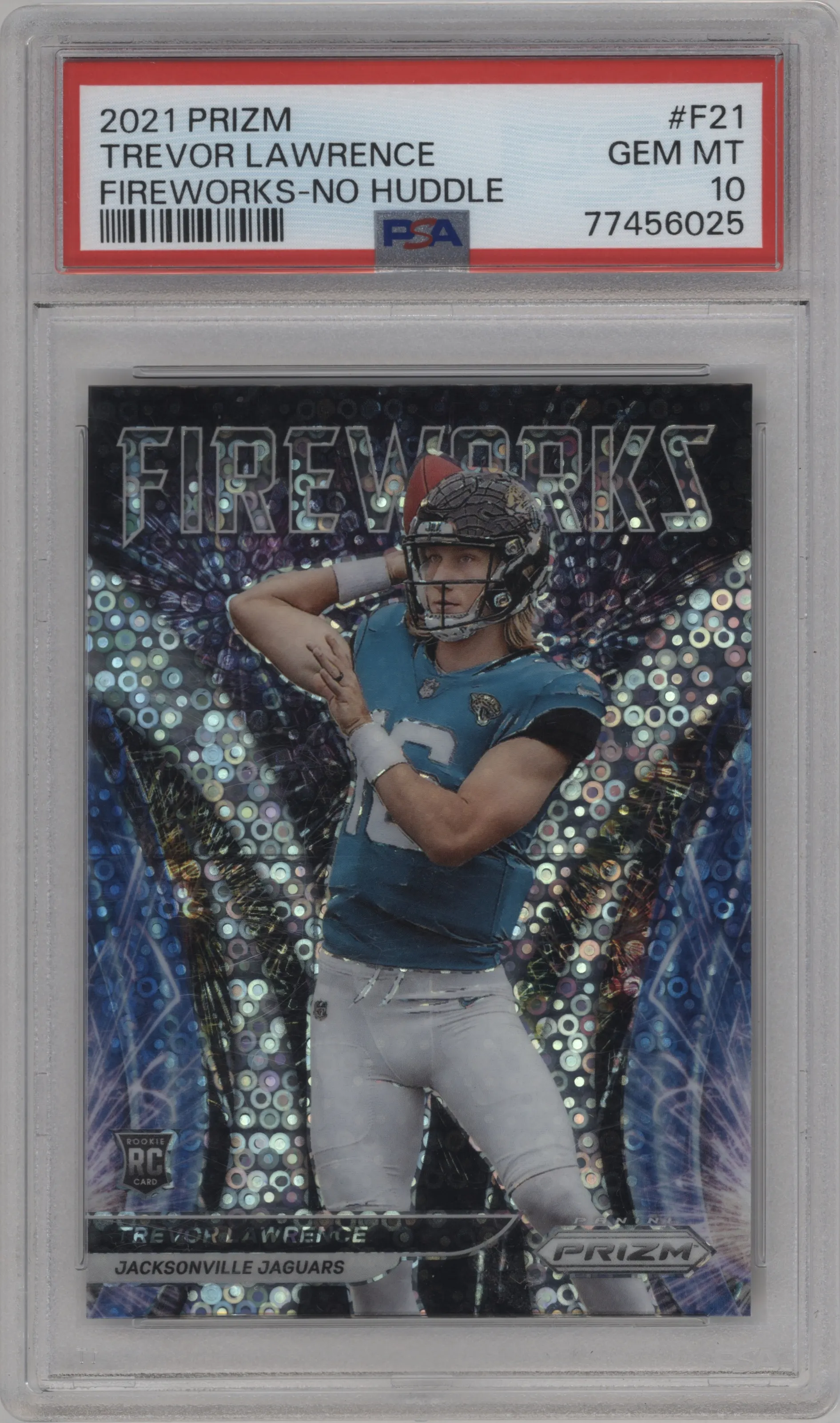 2021 Panini Prizm Fireworks Trevor Lawrence No Huddle PSA 10