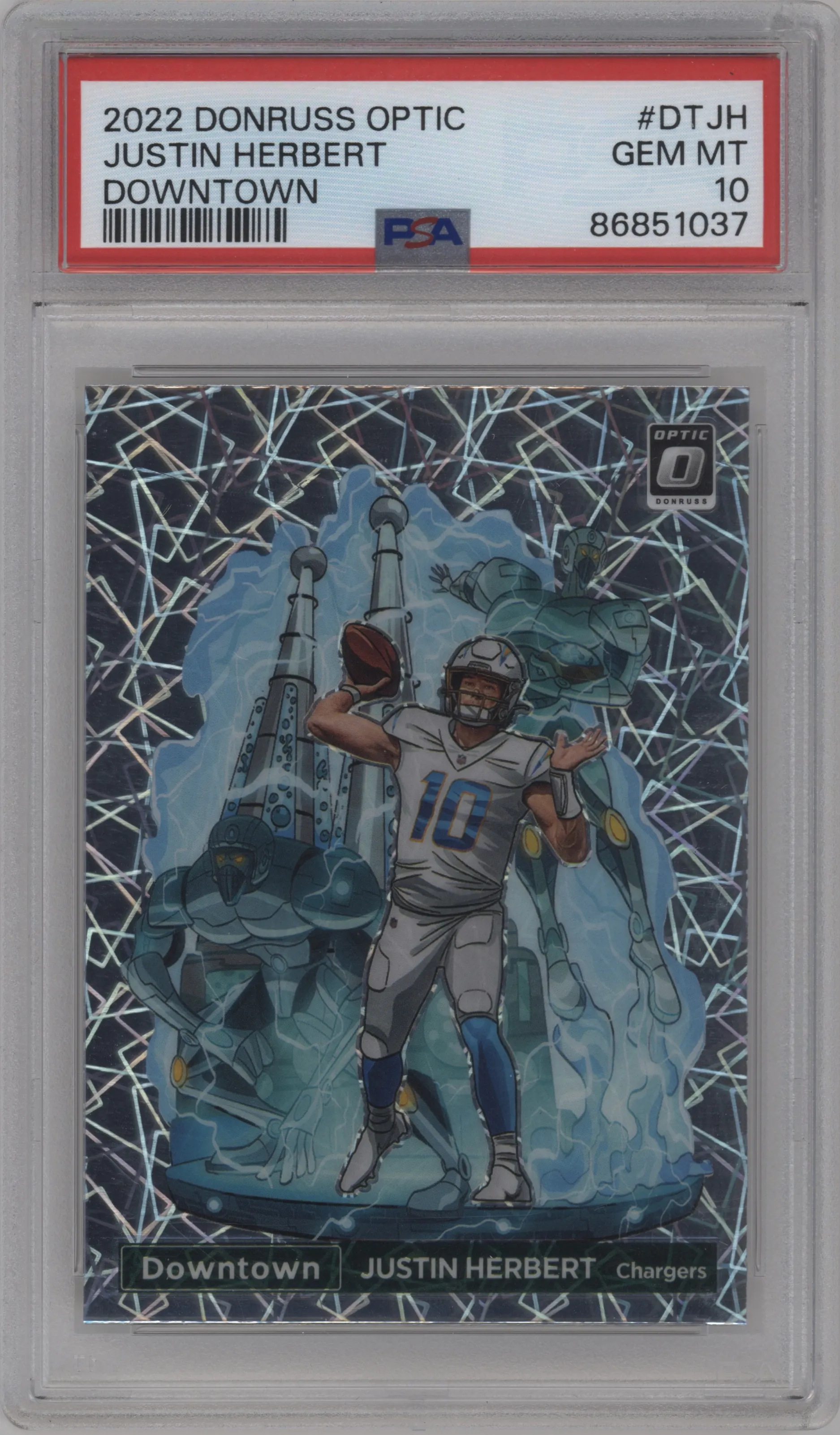 2022 Panini Donruss Optic Downtown Justin Herbert #DT-JH PSA 10