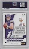 J.J. McCarthy from the 2024 Panini Prizm set graded by PSA and given an overall grade of 9.