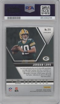 Jordan Love from the 2020 Panini Mosaic set featuring a Green Mosaic parallel graded by PSA and given an overall grade of 10.