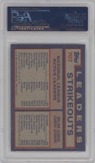 Nolan Ryan/Steve Carlton/Tom Seaver from the 1984 Topps set graded by PSA and given an overall grade of 10.