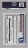 Emil Morales from the 2024 Bowman Chrome set featuring a Gold Mini Diamond Refractor parallel graded by PSA and given an overall grade of 10.