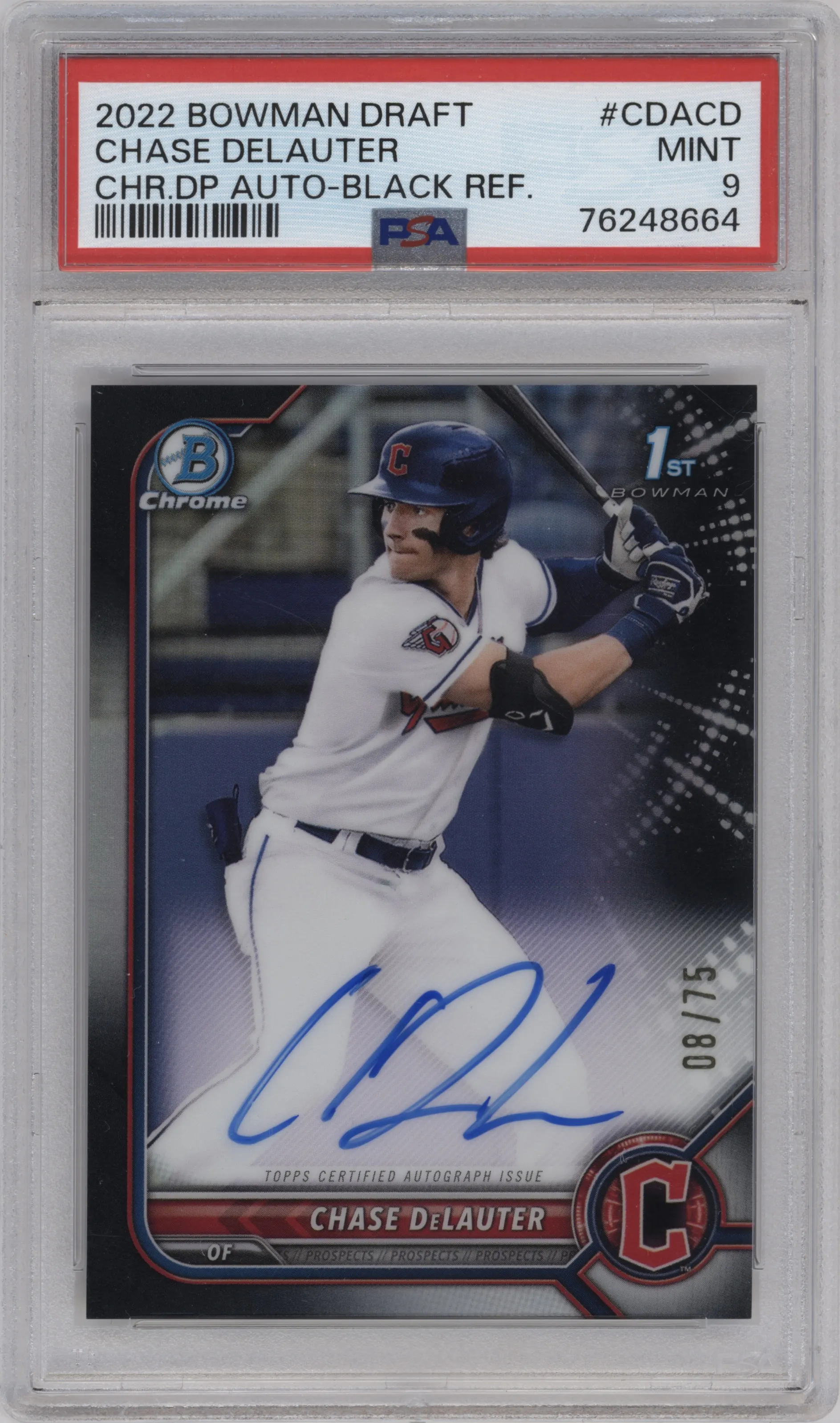 2022 Bowman Draft Chr.DP Auto Chase DeLauter Black Refractor #CDA-CD PSA 9
