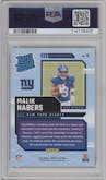 Malik Nabers from the 2024 Donruss set graded by PSA and given an overall grade of 10.