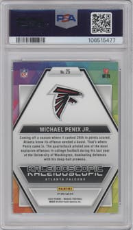 Michael Penix Jr. from the 2024 Panini Mosaic set graded by PSA and given an overall grade of 10.