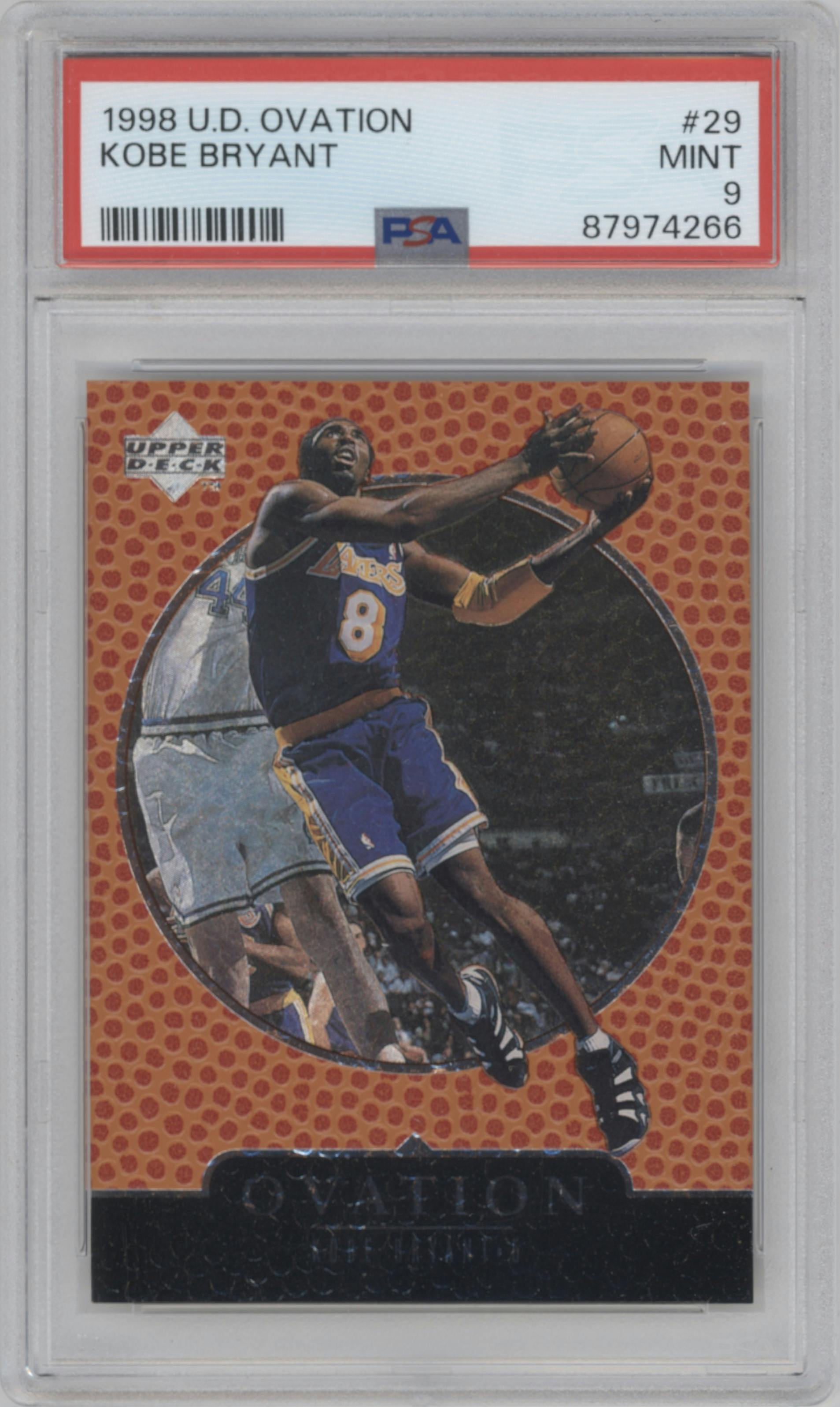 Kobe Bryant  from the 1998-99 Upper Deck Ovation set graded by PSA and given an overall grade of 9.