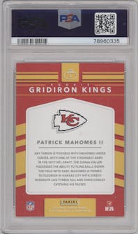 Patrick Mahomes II from the 2017 Panini Donruss set graded by PSA and given an overall grade of 9.