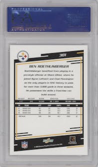 Ben Roethlisberger from the 2004 Score set featuring a Glossy parallel graded by SGC and given an overall grade of 10.