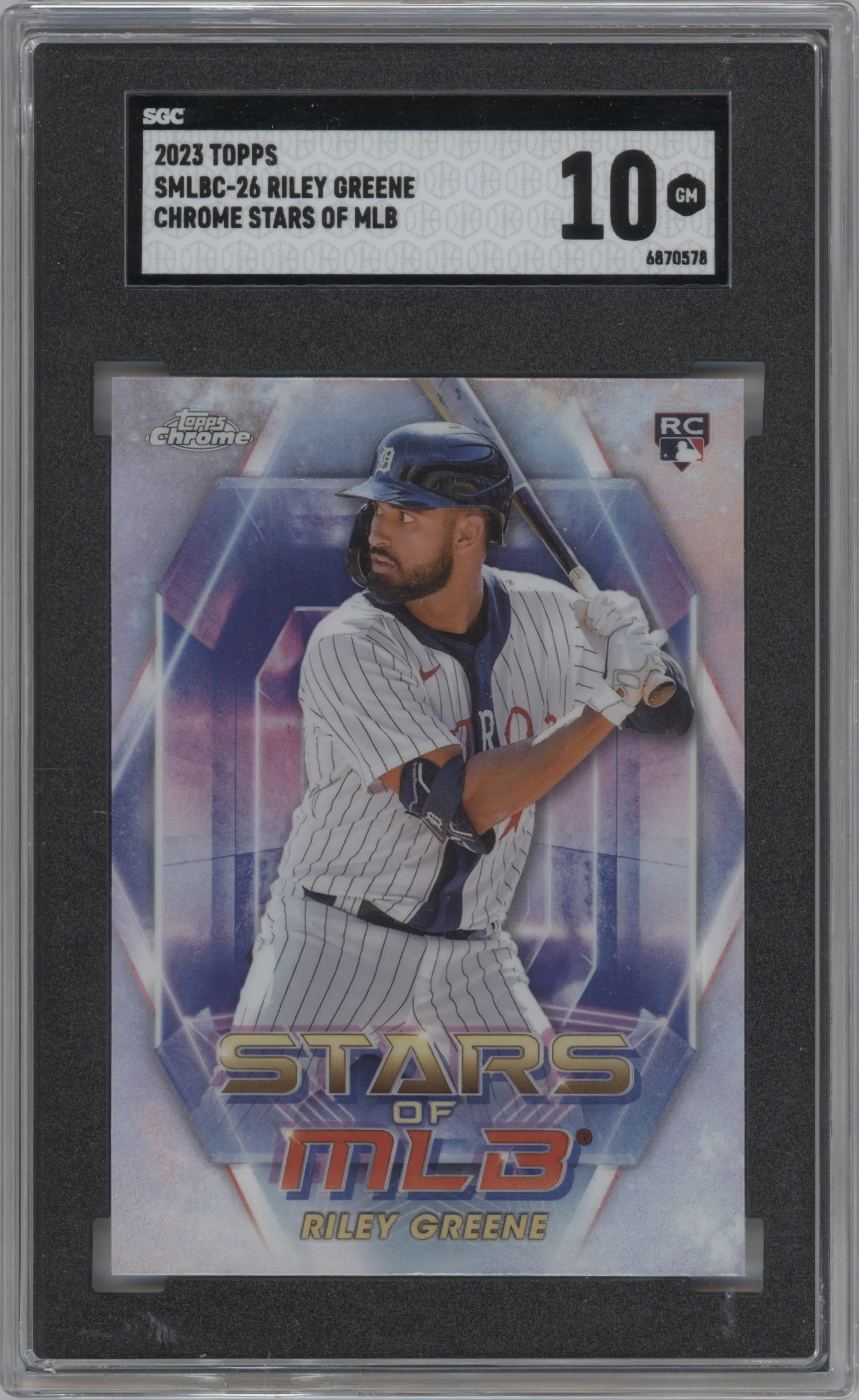 2023 Topps Series 1 Stars of the MLB Chrome Riley Greene SGC 10