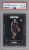 Victor Wembanyama from the 2023-24 Panini Prizm set graded by PSA and given an overall grade of 10.