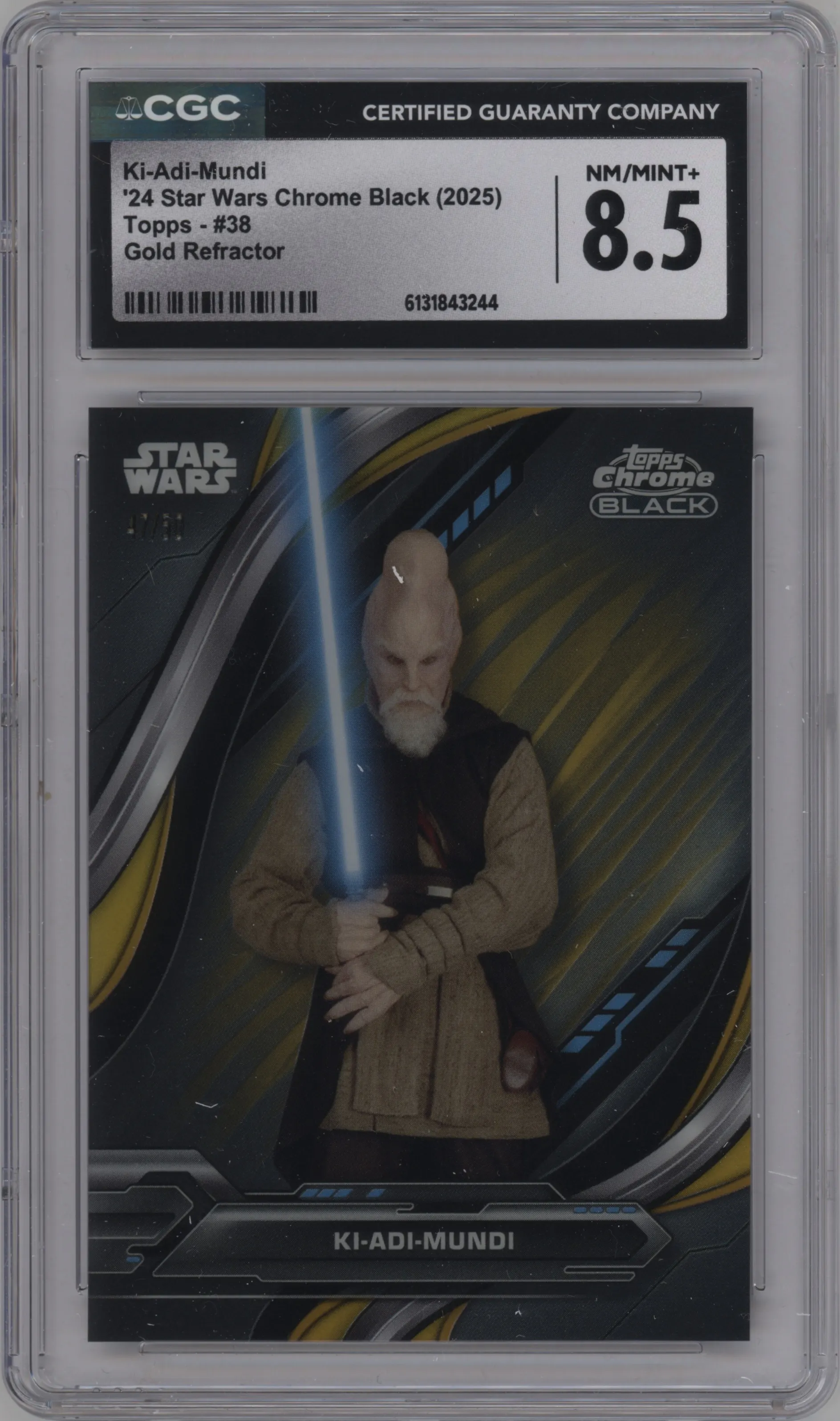 2024 Topps Chrome Black Star Wars Ki-Adi-Mundi Gold Refractor #38 CGC 8.5