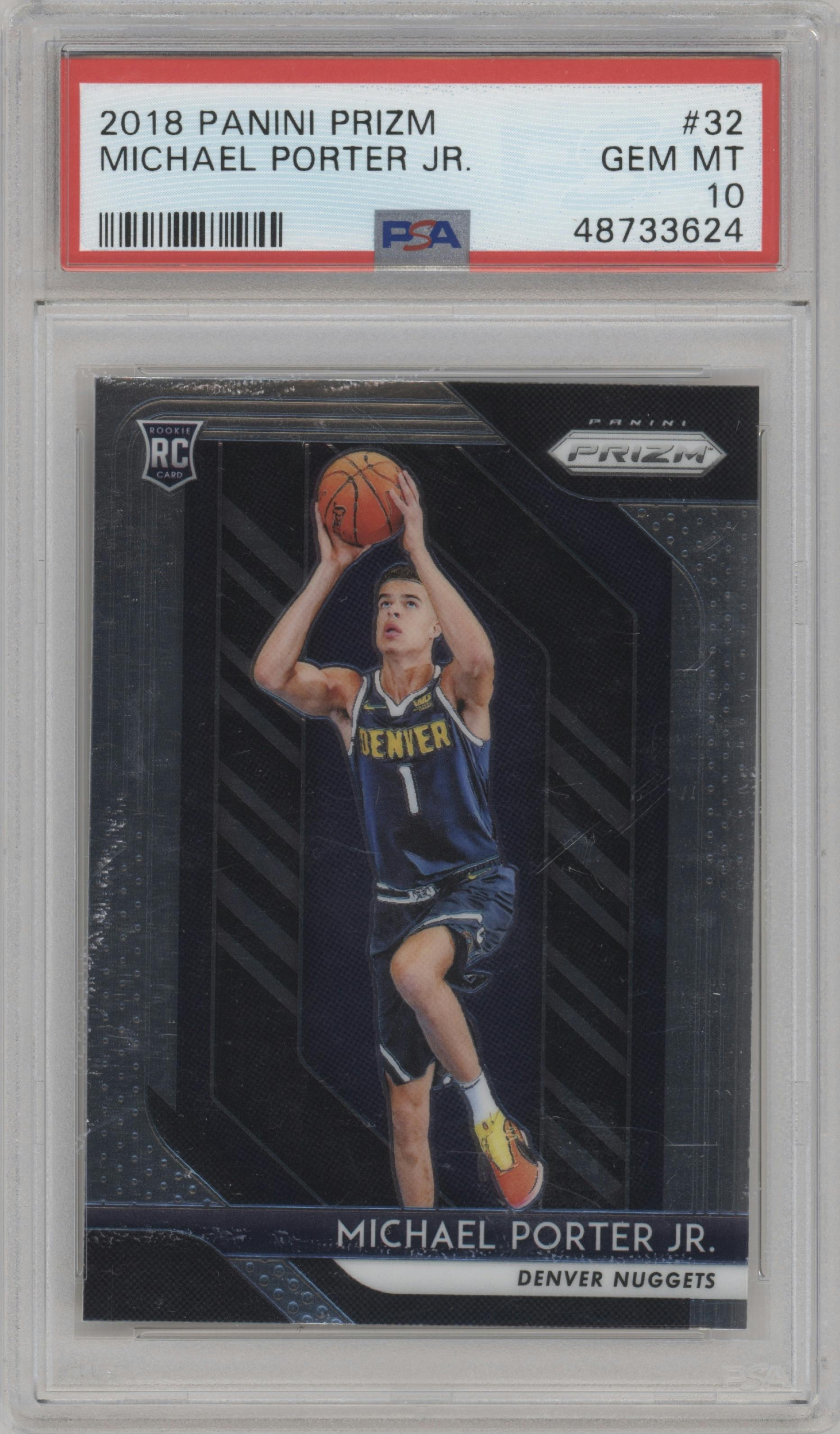 Michael Porter Jr. from the 2018-19 Panini Prizm set graded by PSA and given an overall grade of 10.