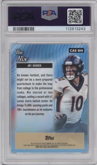 Bo Nix from the 2024 Topps Chrome set graded by PSA and given an overall grade of 10.