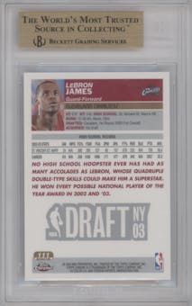 LeBron James from the 2003-04 Topps Chrome set featuring a Refractor parallel graded by Beckett and given an overall grade of 10.
