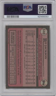 Bo Jackson from the 1989 Topps set graded by PSA and given an overall grade of 9.