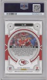 Patrick Mahomes II from the 2023 Panini Obsidian set featuring a Electric Etch Purple parallel graded by PSA and given an overall grade of 9.