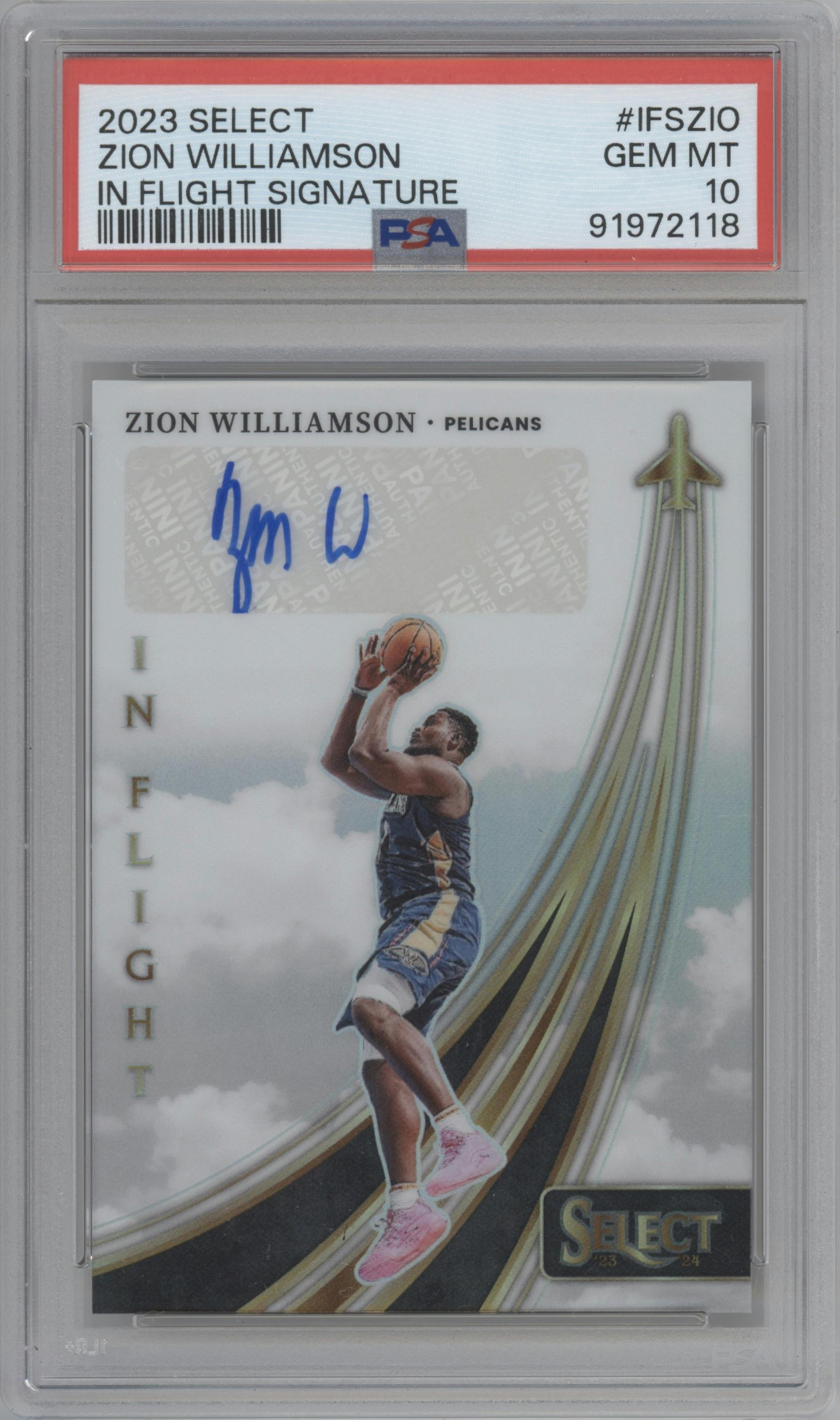 Zion Williamson from the 2023-24 Panini Select  set graded by PSA and given an overall grade of 10.