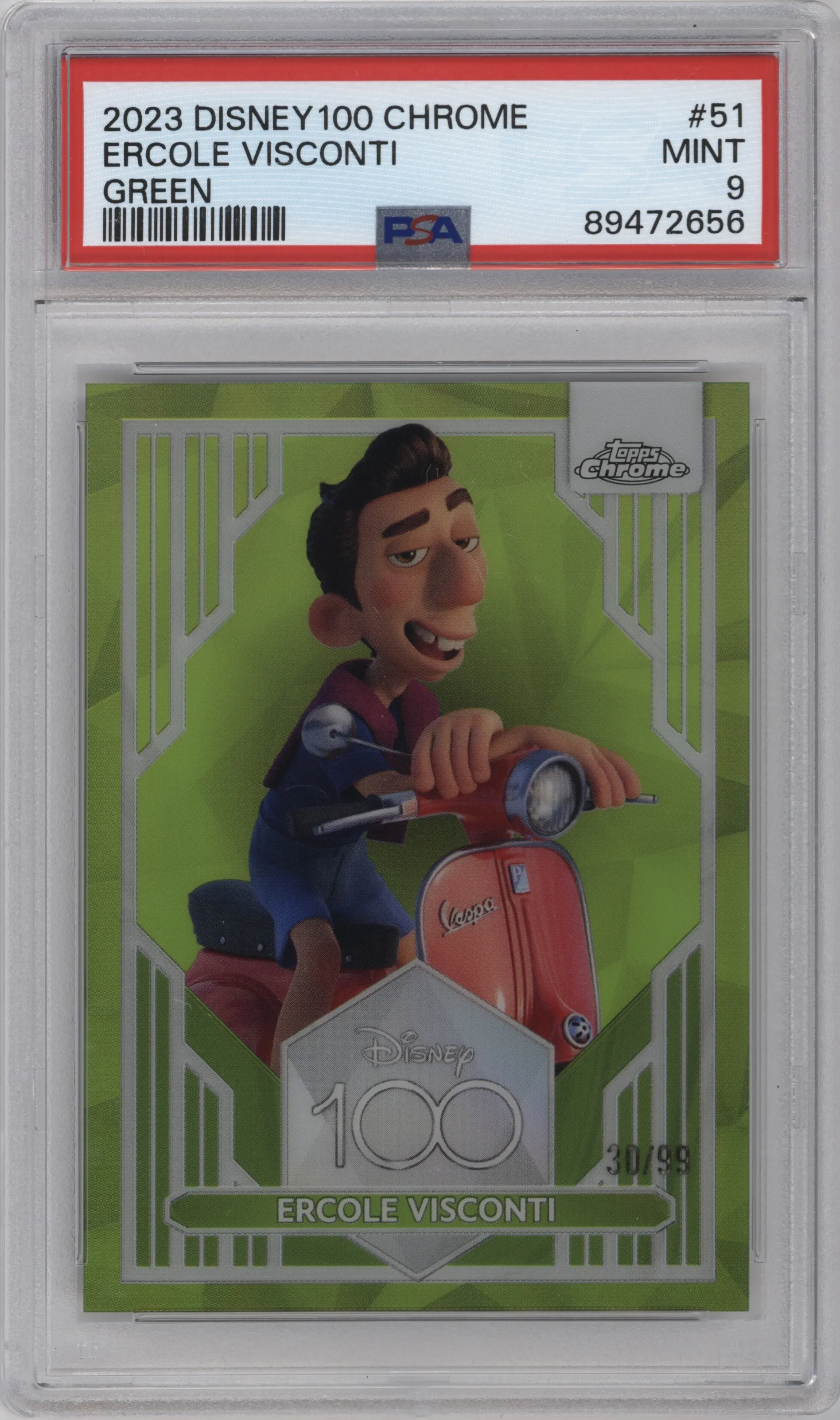 2023 Topps Chrome Disney 100 Ercole Visconti Green Refractor #51 PSA 9