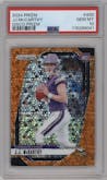 J.J. McCarthy from the 2024 Panini Prizm set featuring a Disco parallel graded by PSA and given an overall grade of 10.