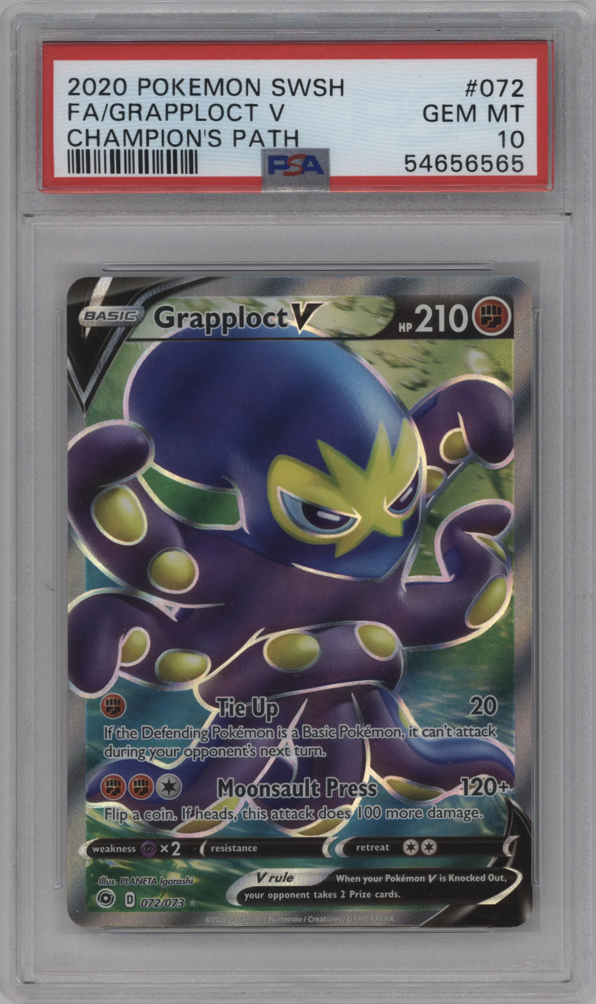 2020 Pokemon SWSH Champion's Path Grapploct V #072 PSA 10